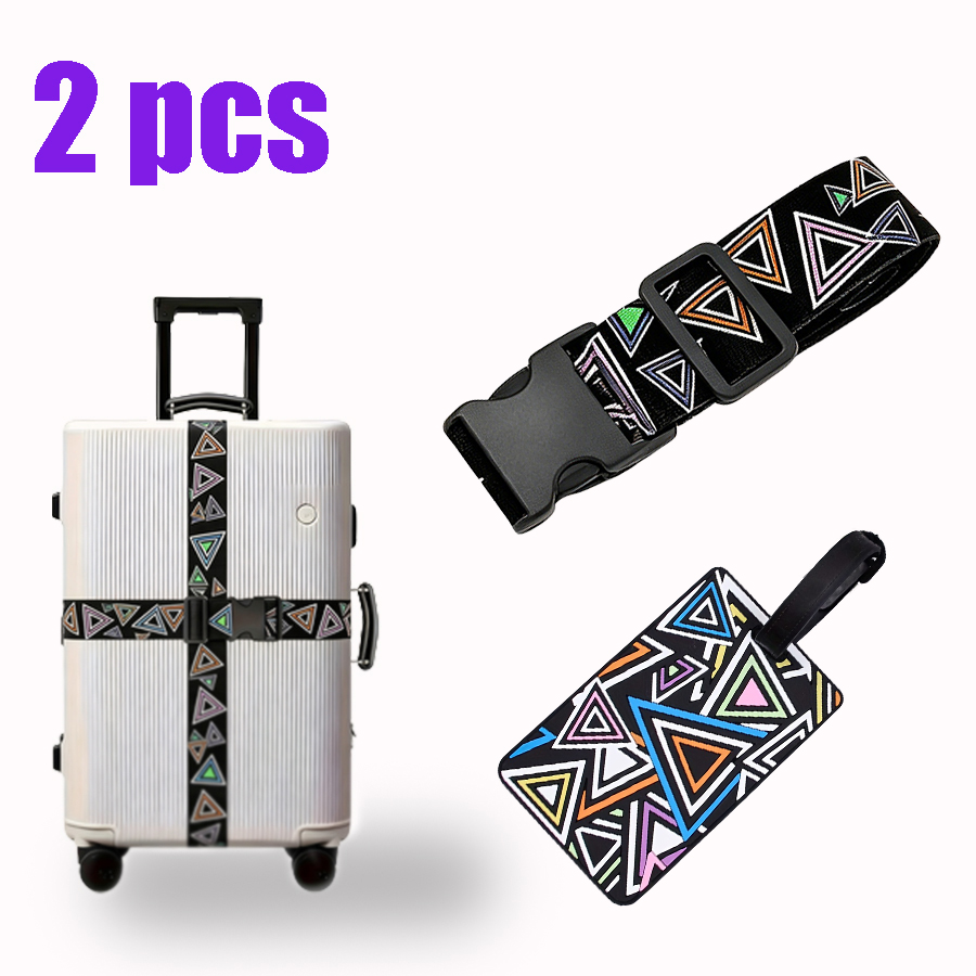 Travel Luggage Set - مجموعة من حزامين لحمل الأمتعة بطبعات