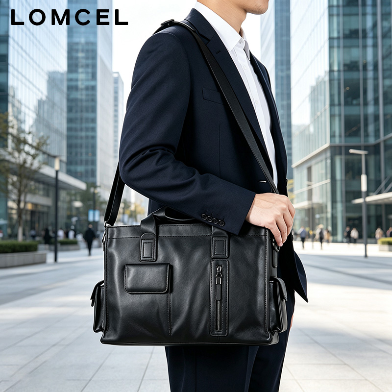 Leather Briefcase - حقيبة يد أنيقة من LOMCEL P116،