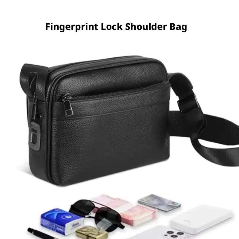 حقائب رجالية بقفل بصمة الإصبع، - مراجعة Leather Wallet Men وسعره