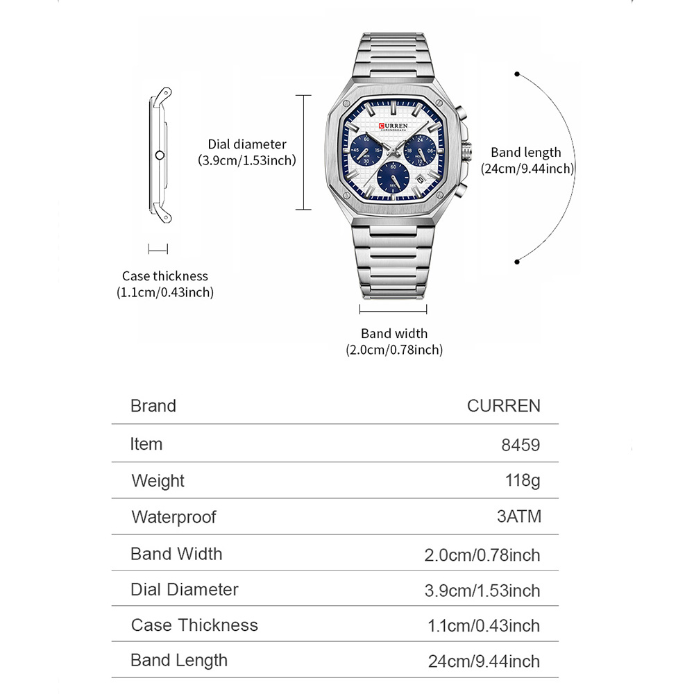 ساعة كورين كرونو مربعة فاخرة ل - مراجعة Luxury Watch Men وسعره
